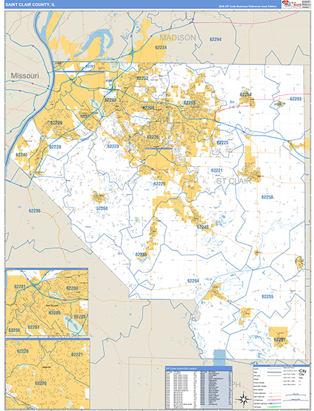 St. Clair County, IL Zip Code Map